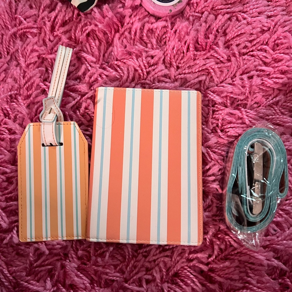 Othr Striped Key & Card Holder Set - Orange, Blue, White